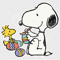 Comic Classics Snoopy & Woodstock Decorating Easter Eggs Static Cling Decal