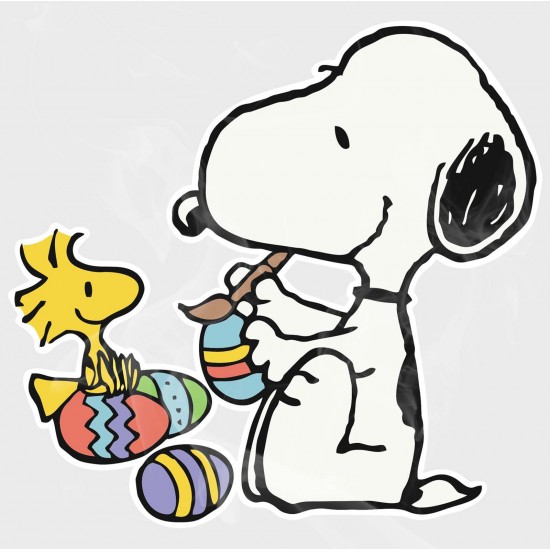 Peanuts Snoopy & Woodstock Decorating Easter Eggs Vinyl Decal