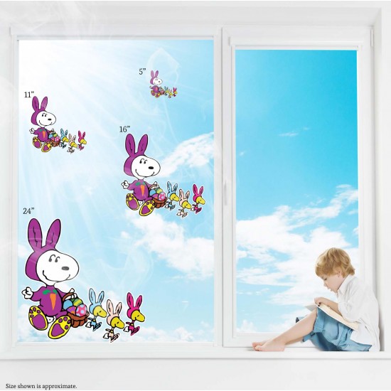 Comic Classics Snoopy & Woodstock Easter Bunnies Static Cling Decal 