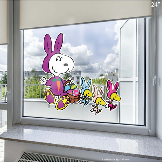 Comic Classics Snoopy & Woodstock Easter Bunnies Static Cling Decal 