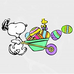 Comic Classics Snoopy & Woodstock Easter Wheel Barrow Static Cling Decal 