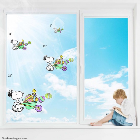 Comic Classics Snoopy & Woodstock Easter Wheel Barrow Static Cling Decal 