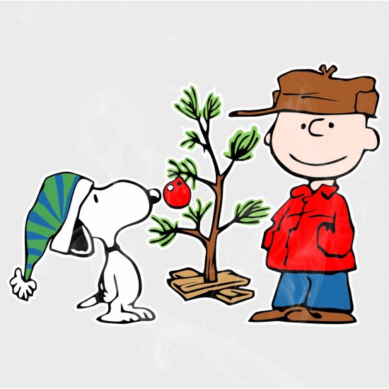 Comic Classics Snoopy & Charlie Brown Christmas Tree Static Cling Decal