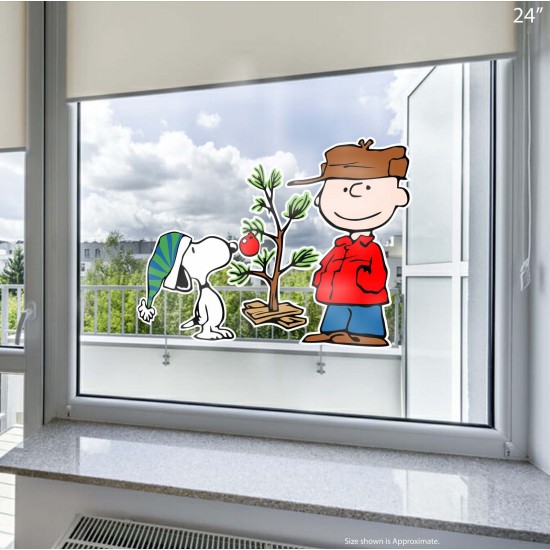 Comic Classics Snoopy & Charlie Brown Christmas Tree Static Cling Decal