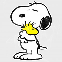 Peanuts Snoopy Hugging Woodstock Static Cling Decal 