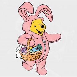 Pooh Easter Bunny Static Cling Decal 
