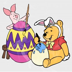 Pooh & Piglet Decorating Easter Eggs Static Cling Decal 