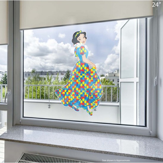 Snow White Autism Awareness Static Cling Decal