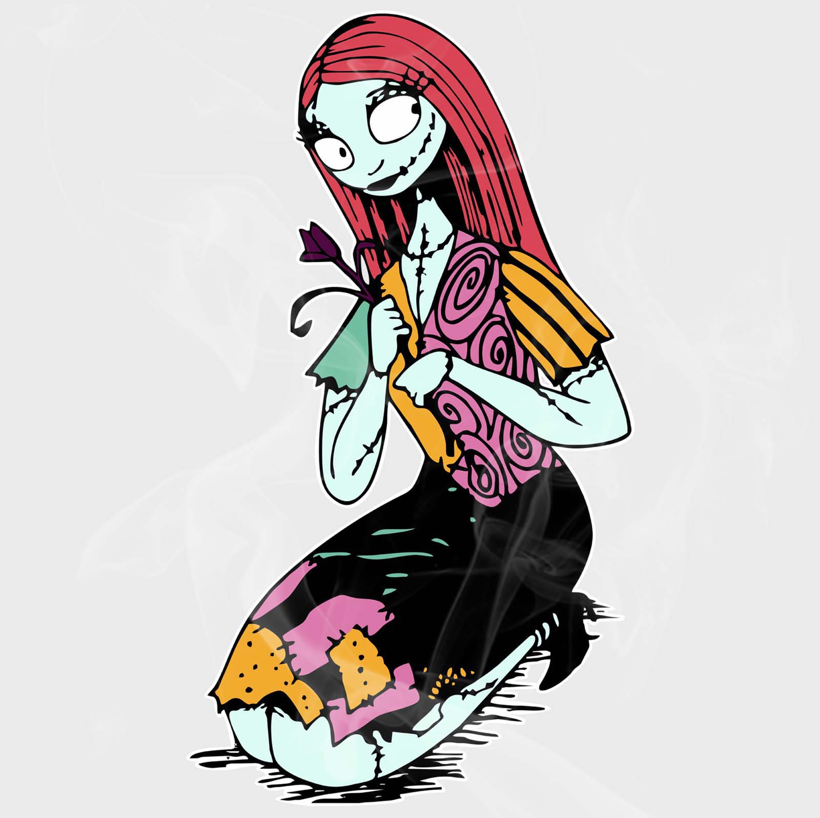The Nightmare before Christmas Sally with a Dark Rose Static Cling