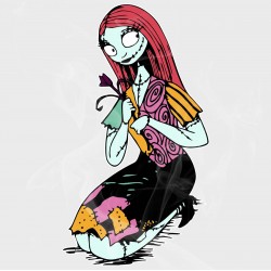 The Nightmare before Christmas Sally with a Dark Rose Static Cling Decal 