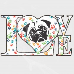 Love My Pug Static Cling Decal
