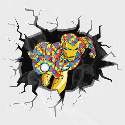 Superhero Autism Awareness Breaking Out Static Cling Decal Vol IV