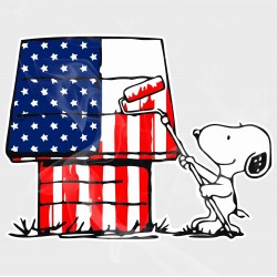 Comic Classics Snoopy 4th of July Decorating Dog House Static Cling Decal 