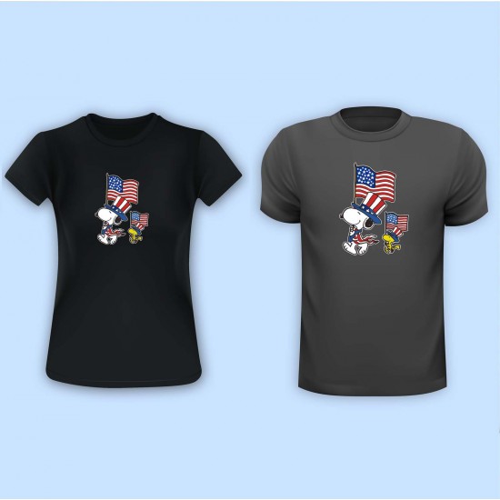 Comic Classics Snoopy & Woodstock 4th of July Flags Vinyl Iron-On Decal