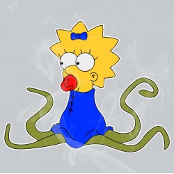 Maggie Simpson Alien Static Cling Decal 