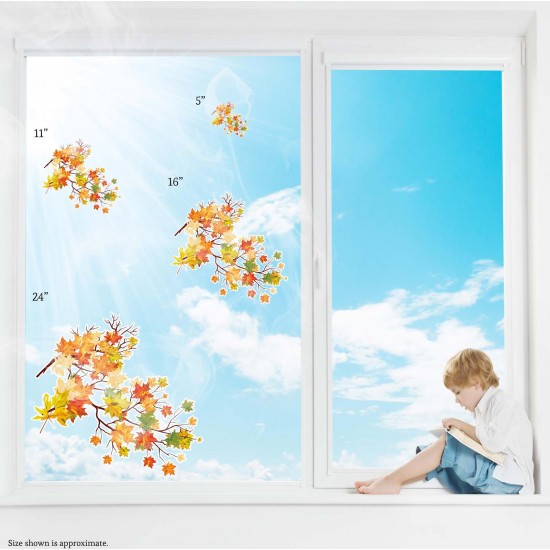 Autumn Leaves Tree Branch Static Cling Decal 