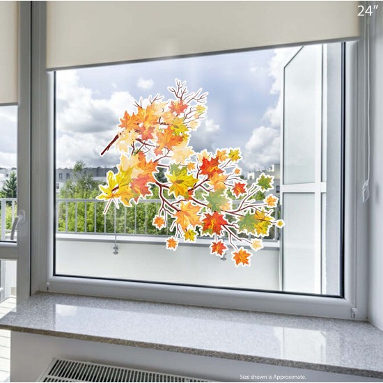 Autumn Leaves Tree Branch Static Cling Decal 