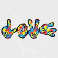 Mickey LOVE Hands Autism Awareness Static Cling Decal 