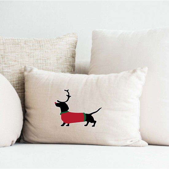 Dachshund Christmas Reindeer Vinyl Iron-On Decal 