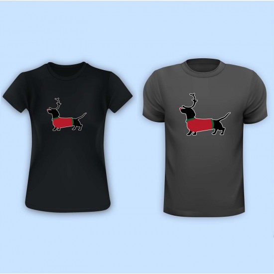 Dachshund Christmas Reindeer Vinyl Iron-On Decal 