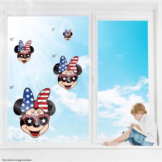 Minnie Patriotic Head Static Cling Decal