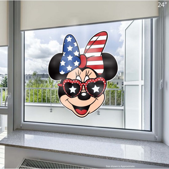 Minnie Patriotic Head Static Cling Decal