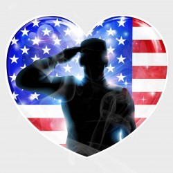 Salute Our Troops Flag Heart Static Cling Decal 