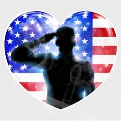 Salute Our Troops Flag Heart Static Cling Decal 