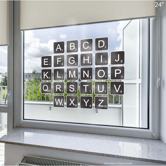 Game Tile Letter Set Static Cling Decal (Multiple Color Options Available)