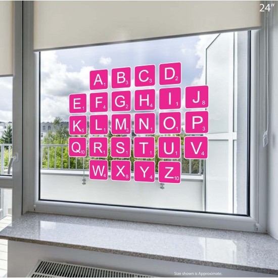Game Tile Letter Set Static Cling Decal (Multiple Color Options Available)