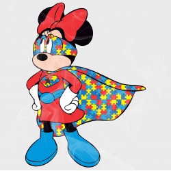 Minnie Superhero Autism Awareness Static Cling Decal