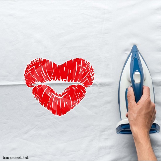 Lip Heart Vinyl Iron-On Decal 