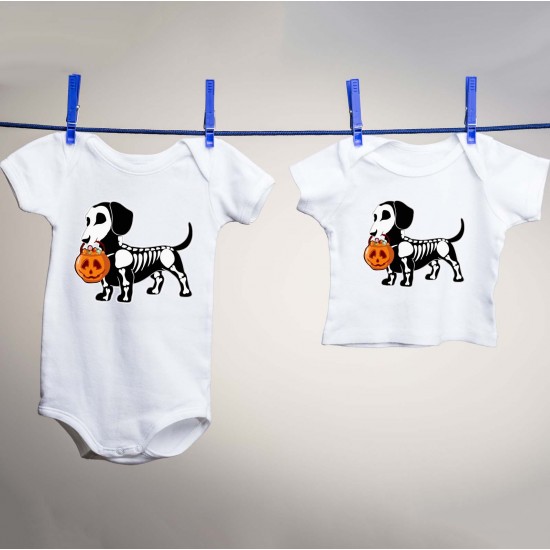 Dachshund Halloween Skeleton Vinyl Iron-On Decal