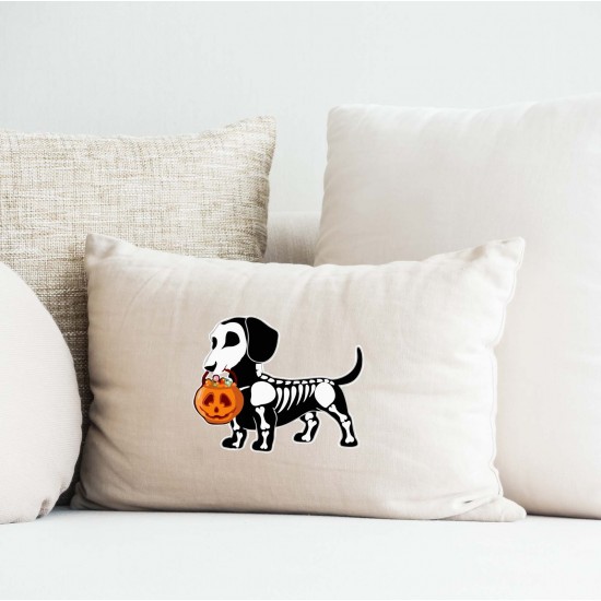 Dachshund Halloween Skeleton Vinyl Iron-On Decal