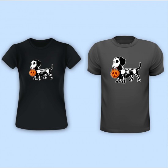 Dachshund Halloween Skeleton Vinyl Iron-On Decal