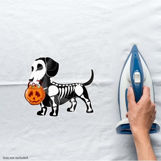 Dachshund Halloween Skeleton Vinyl Iron-On Decal