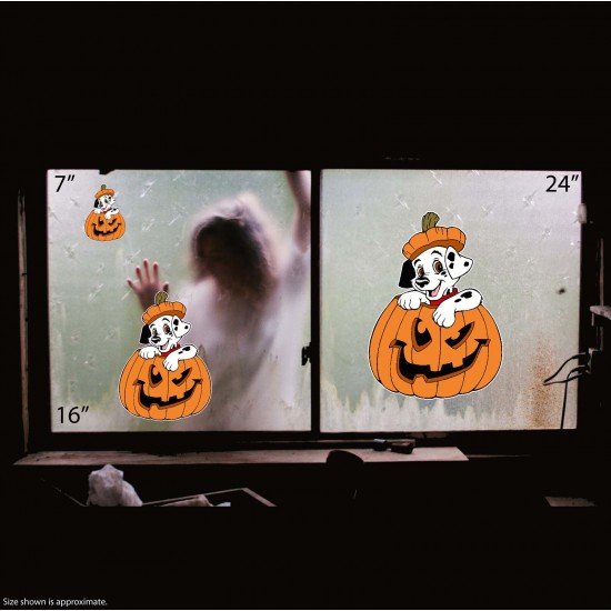 Dalmatians Halloween Pumpkin Static Cling Decal