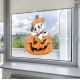 Dalmatians Halloween Pumpkin Static Cling Decal