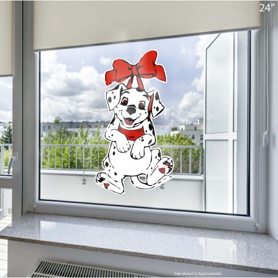 Dalmatians Hanging Christmas Puppy Static Cling Decal