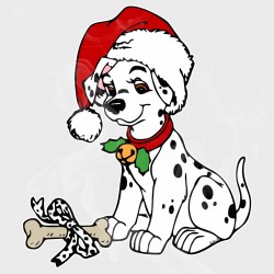 Dalmatians Puppy Christmas Bone Vinyl Decal