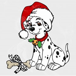 Dalmatians Puppy Christmas Bone Vinyl Decal