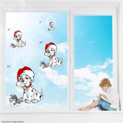 Dalmatians Puppy Christmas Bone Static Cling Decal