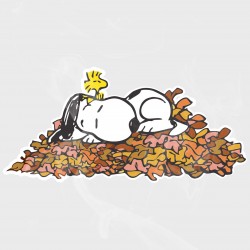 Comic Classics Snoopy & Woodstock Sleeping in Leaf Pile Vinyl Decal