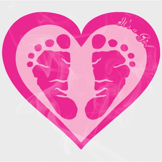 Baby Shower Pink Feet It's a Girl Static Cling Decal Baby Shower Pink Feet It's a Girl Static Cling Decal