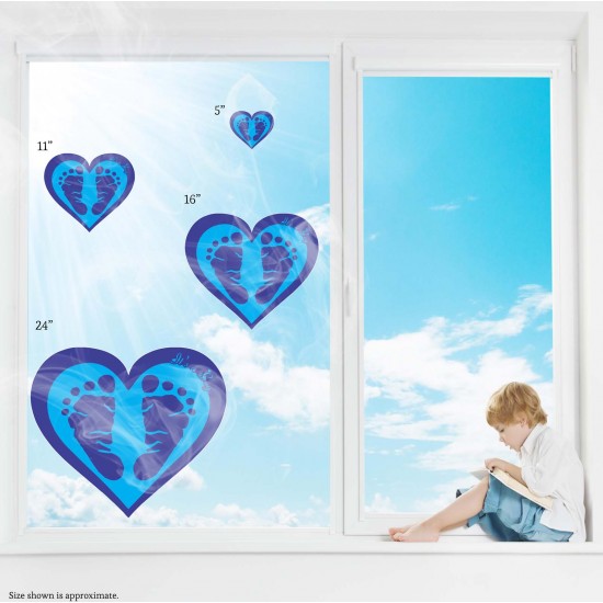 Baby Shower Blue Feet It's a Boy Static Cling Decal