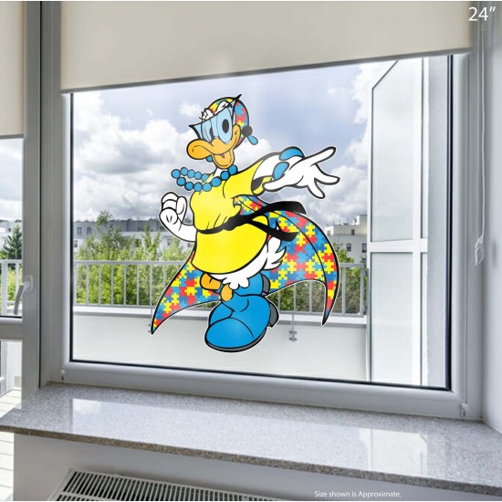 Daisy Duck Style Superhero Style Autism Awareness Static Cling Decal