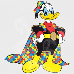 Donald Duck Style Superhero Style Autism Awareness Vinyl Iron-On Decal