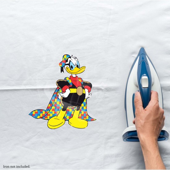 Donald Duck Style Superhero Style Autism Awareness Vinyl Iron-On Decal