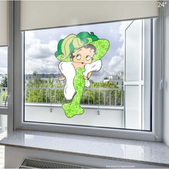Betty Boop St Patirck's Day Dress Static Cling Decal