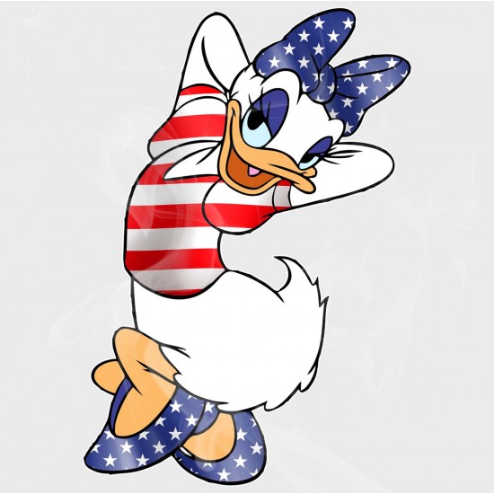 Daisy Duck Patriotic Static Cling Decal